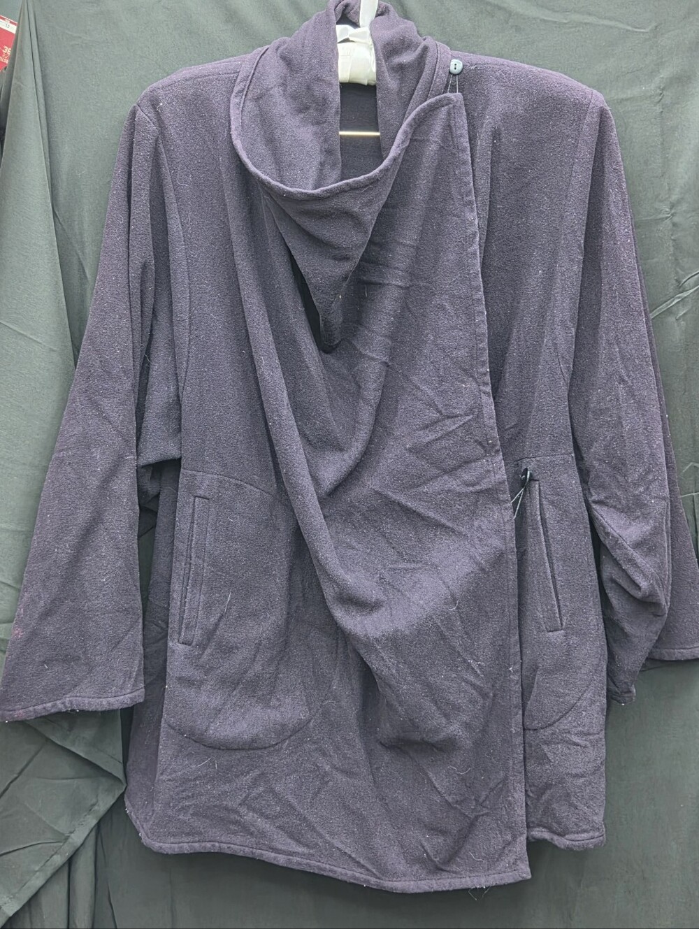 Tamo Lujin Wool Cashmere Blend Asymmetrical Wrap Jacket Cardigan Purple M/L